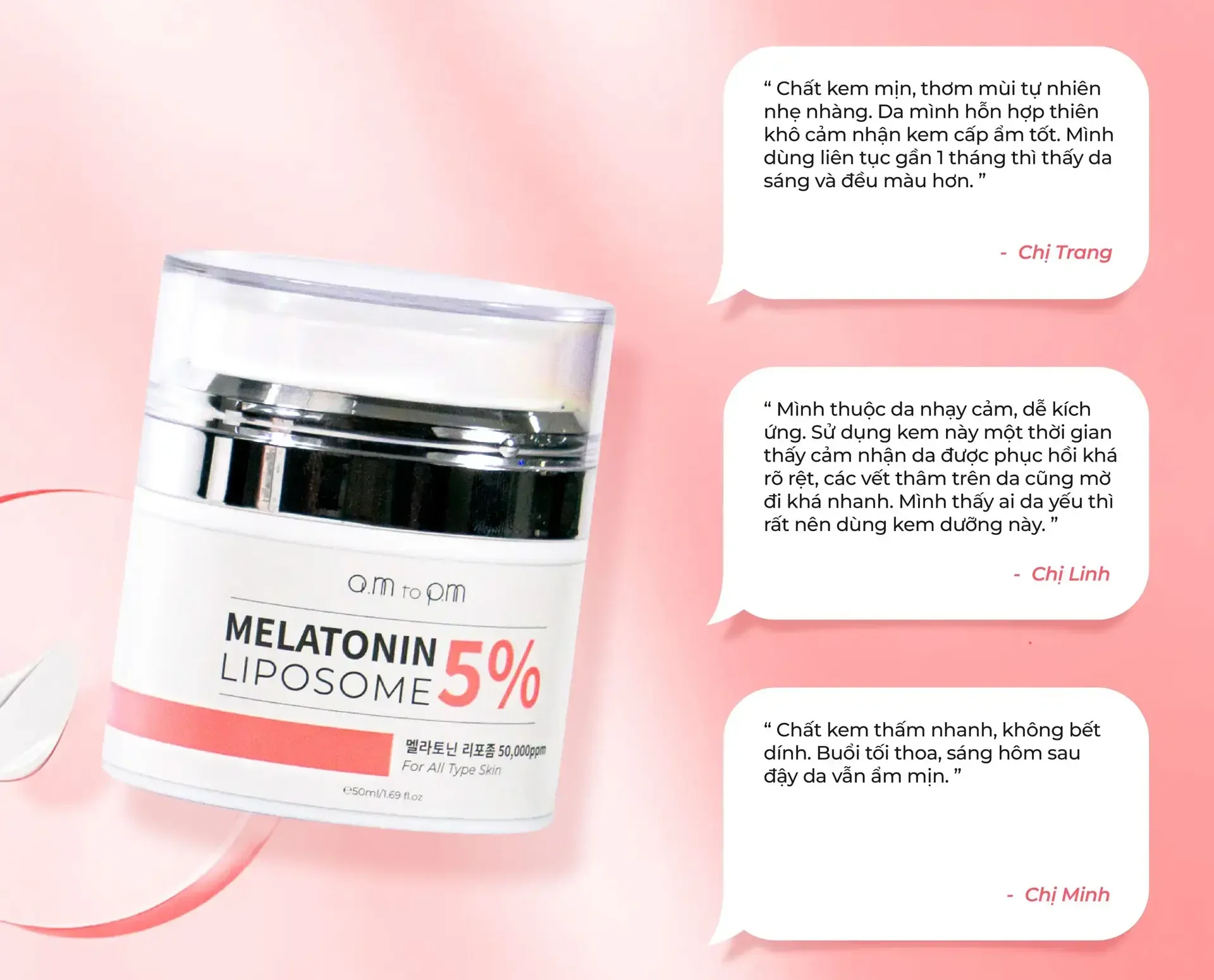 Feedback kem dưỡng Melatonin Liposome 5%