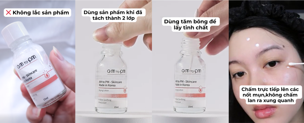 Hướng dẫn sử dụng Tinh chất chấm mụn 2 lớp Am to Pm